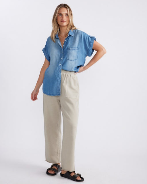 White & Co. Raw Edge Lounge Pant (Washed Stone)