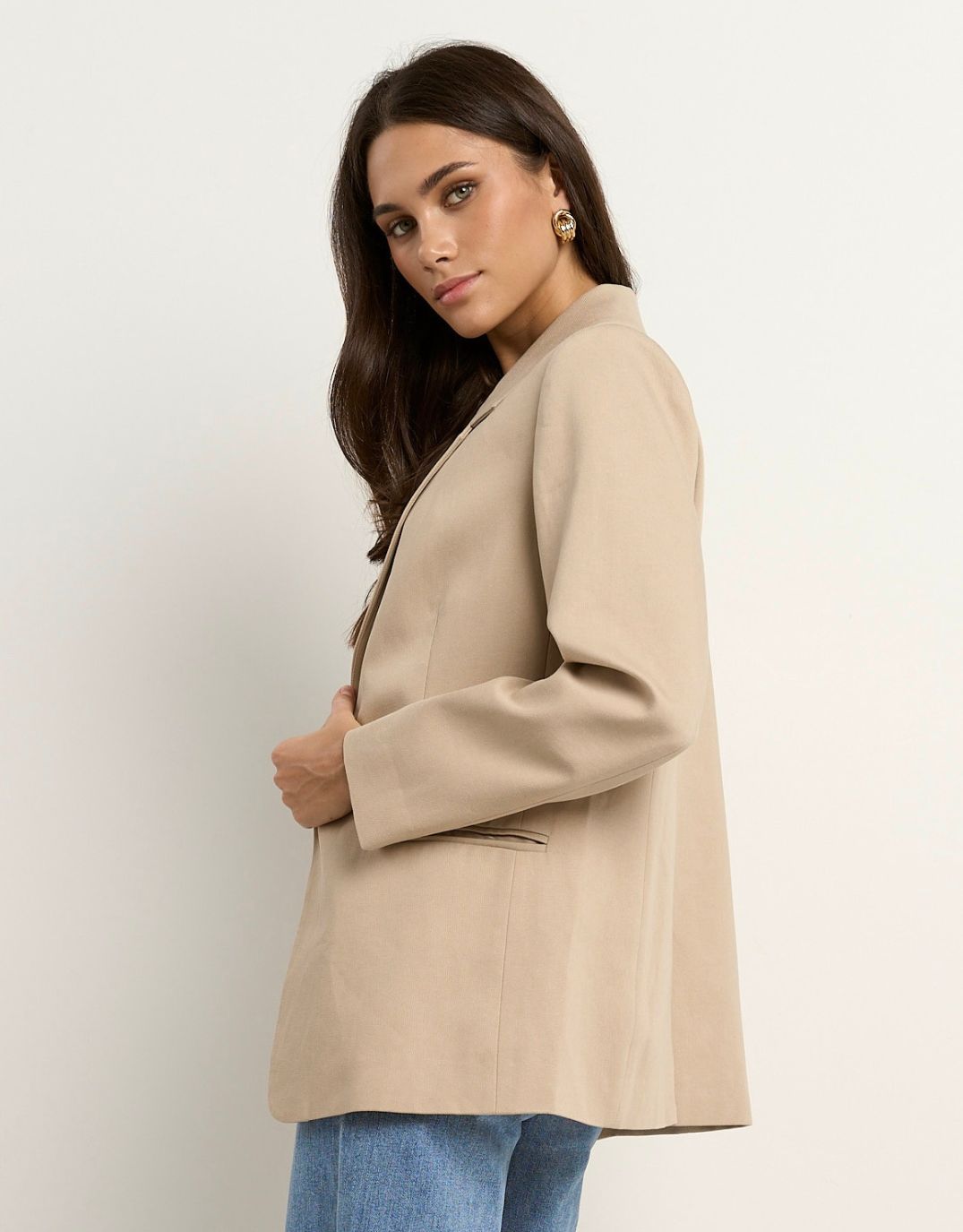 Atlantic Lyocell Cotton Classic Blazer - (Taupe)
