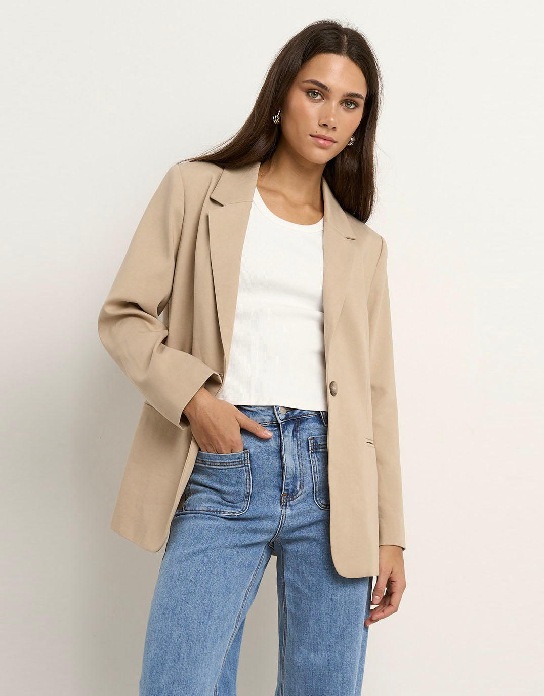 Atlantic Lyocell Cotton Classic Blazer - (Taupe)