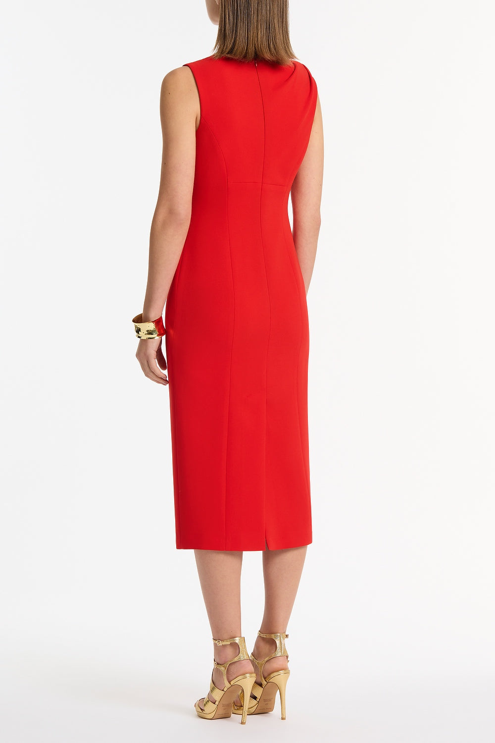 Carla Zampatti Crepe Leaf Midi Dress (Red)