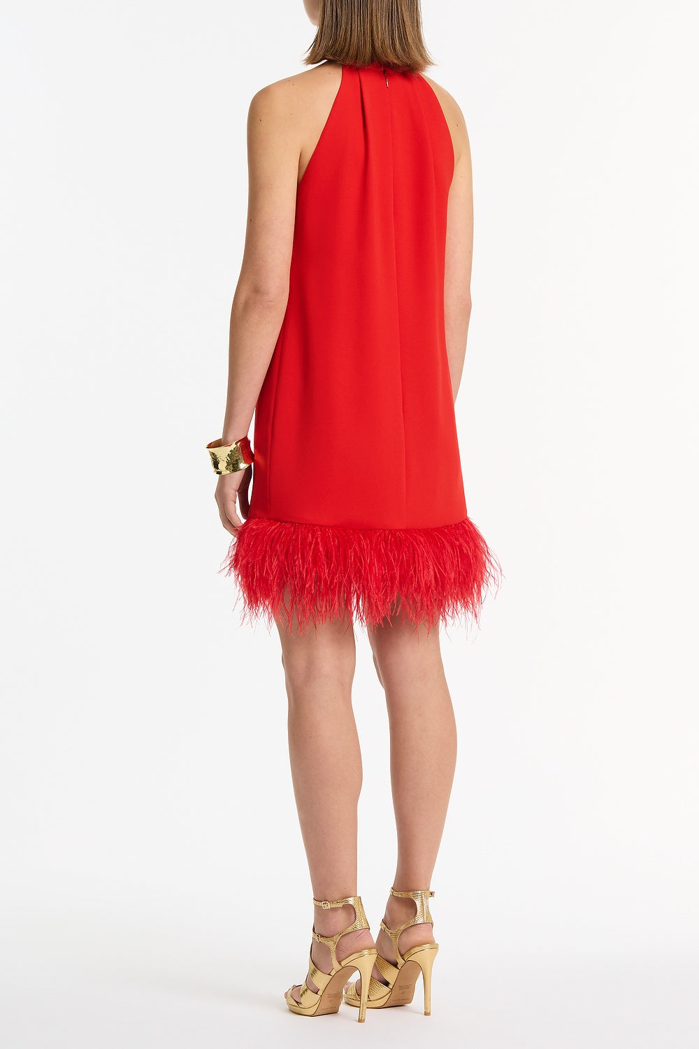 Carla Zampatti Crepe Feather Mini Dress (Red)