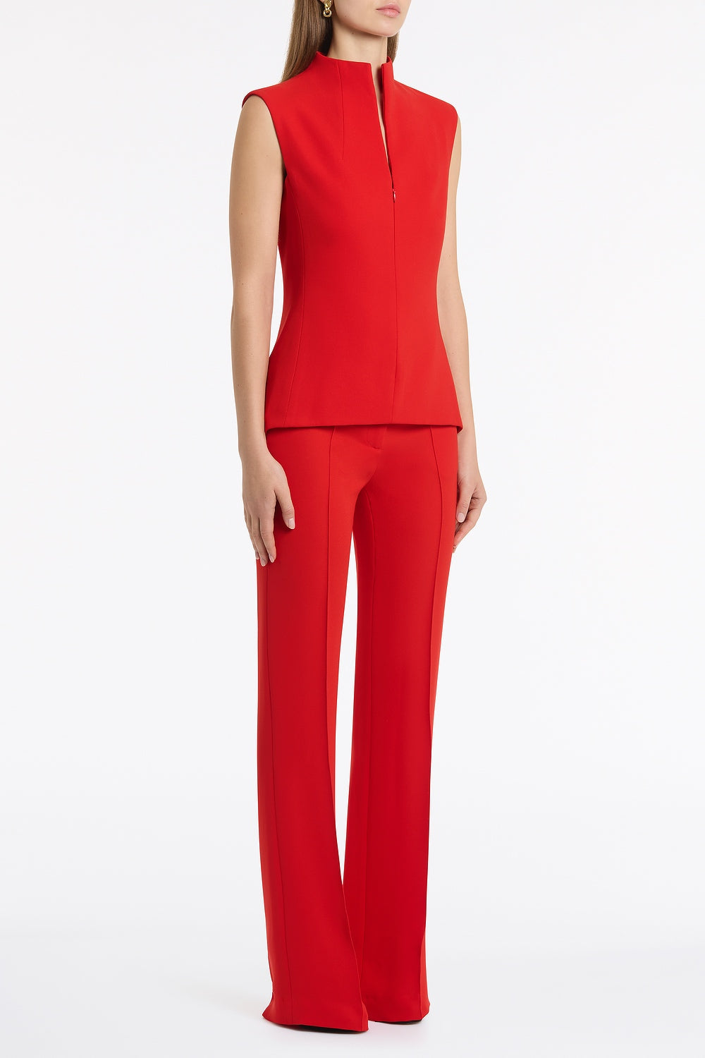 Carla Zampatti Crepe High Neck Fitted Bodice (Red)