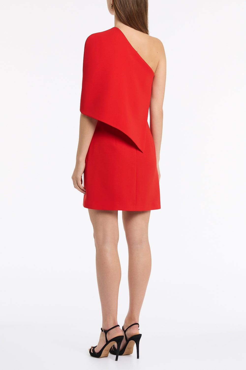 Carla Zampatti Crepe One Shoulder Capelet Mini Dress (Red)