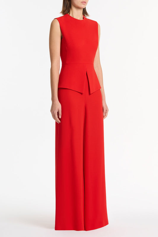 Carla Zampatti Crepe Peplum Top (Red)