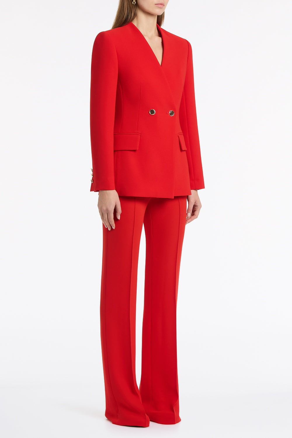 Carla Zampatti Crepe Pintuck Flared Pant (Red)
