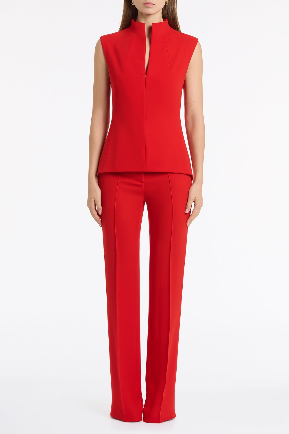 Carla Zampatti Crepe Pintuck Flared Pant (Red)