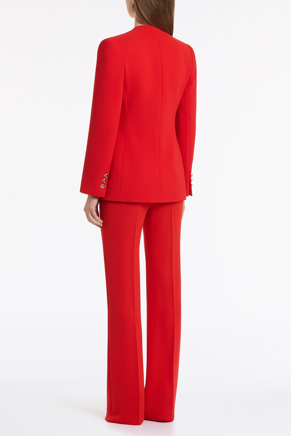 Carla Zampatti Crepe V-Neck Double Breasted Jacket (Red)