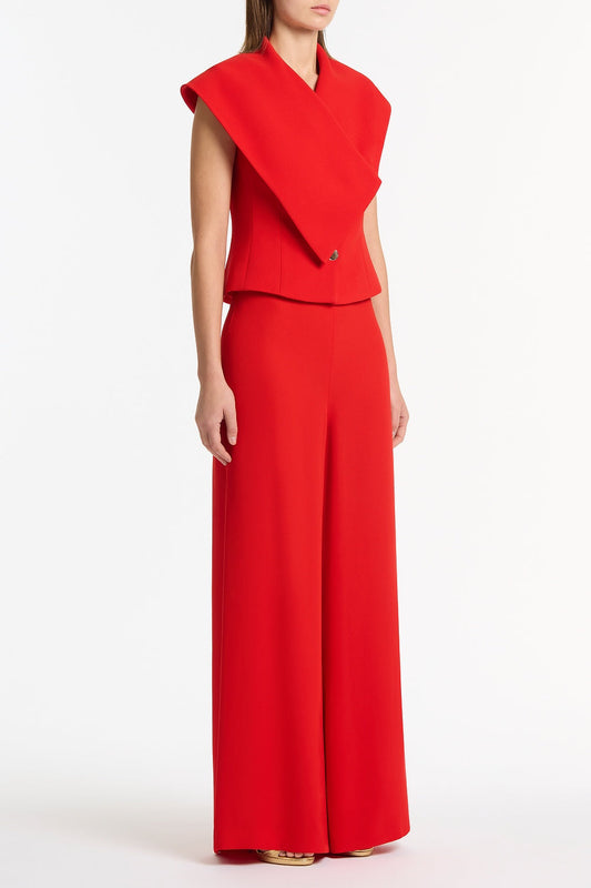 Carla Zampatti Crepe Wrap Sleeveless Jacket (Red)