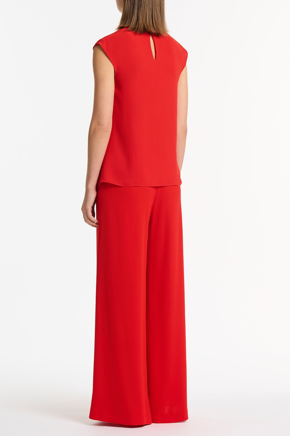 Carla Zampatti Georgette Cap Sleeve Cowl Top (Red)