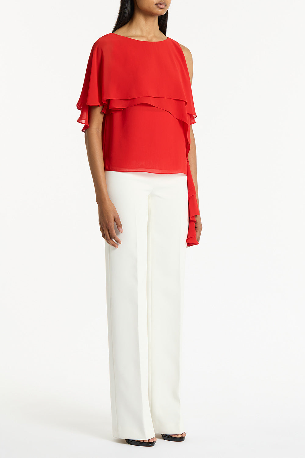 Carla Zampatti Georgette High Low Top (Red)