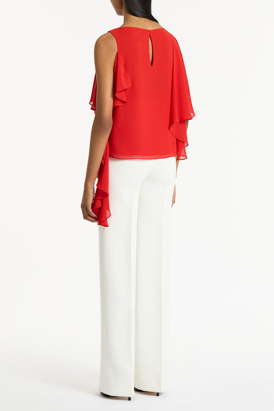 Carla Zampatti Georgette High Low Top (Red)
