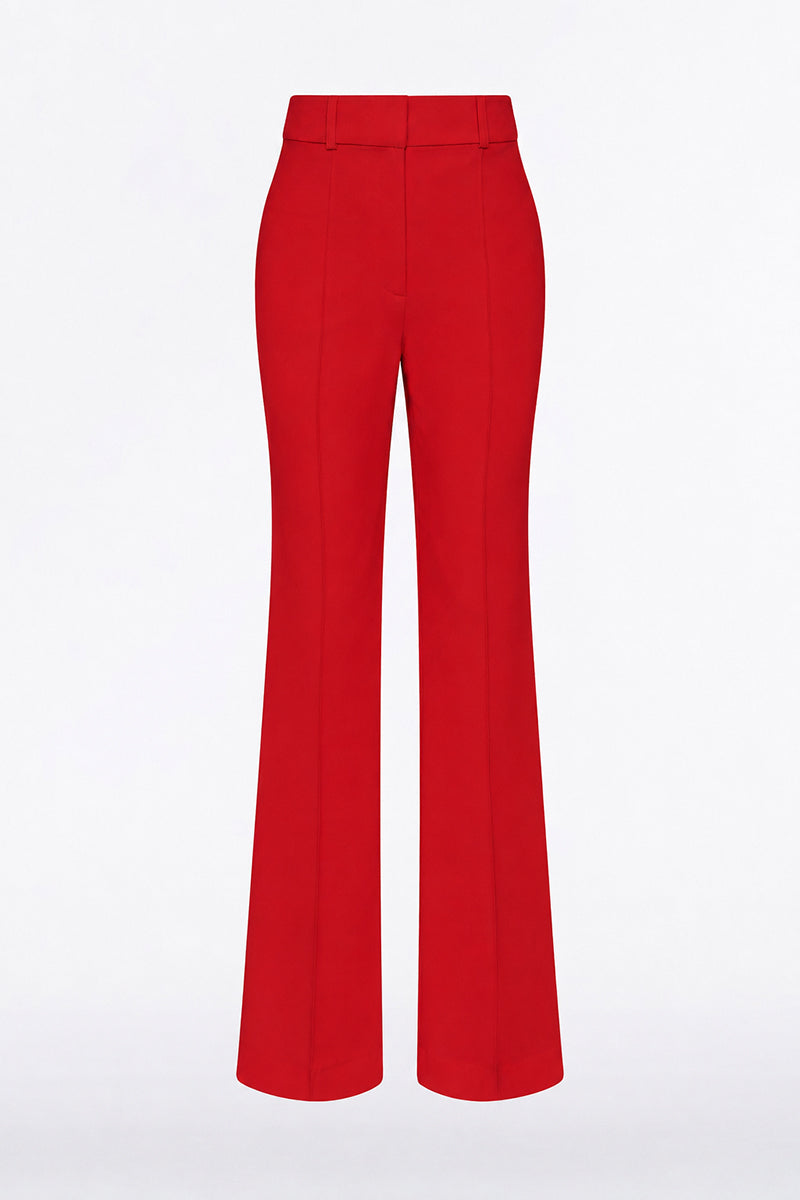 Carla Zampatti Crepe Pintuck Flared Pant (Red)