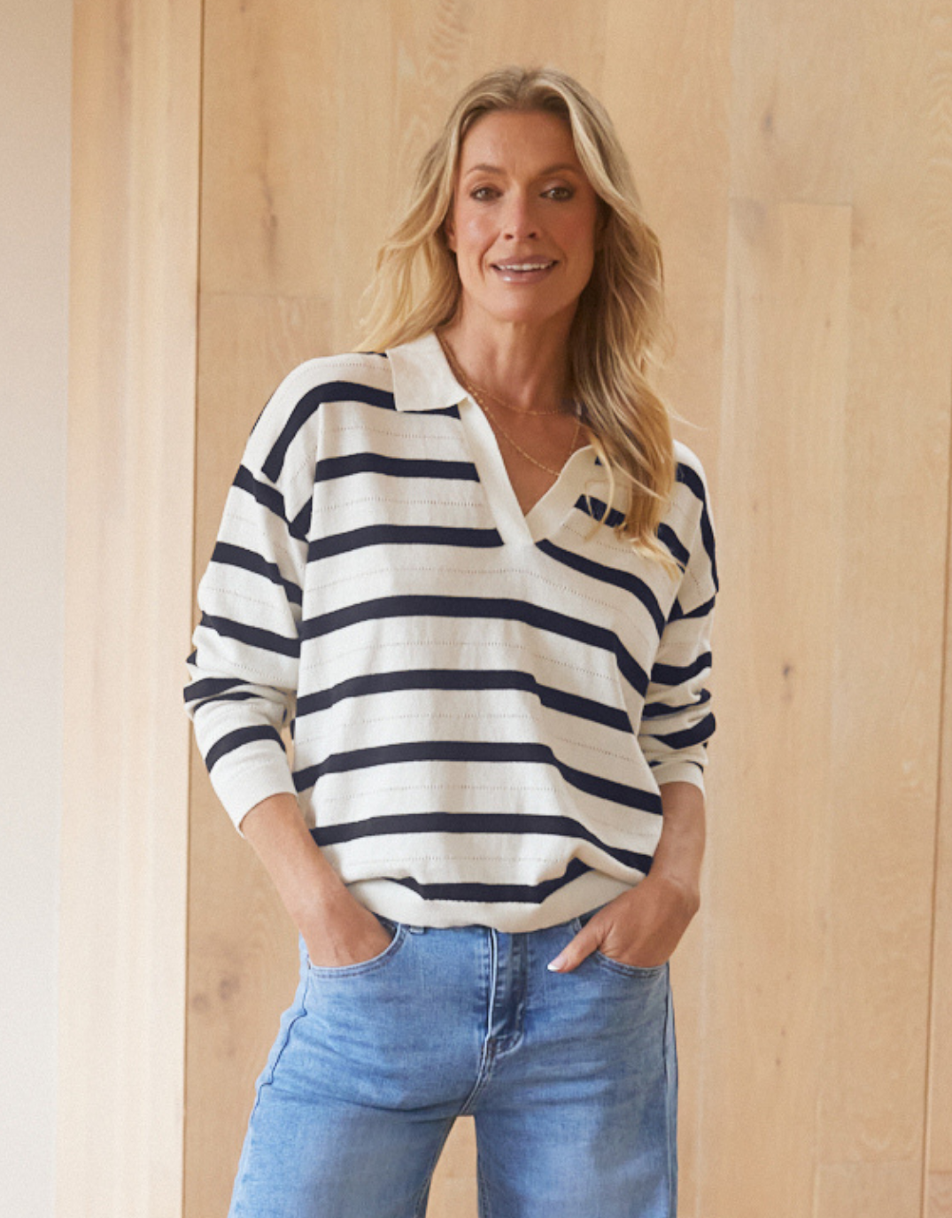 White & Co. Polo Frenchie Knit (Navy/White)