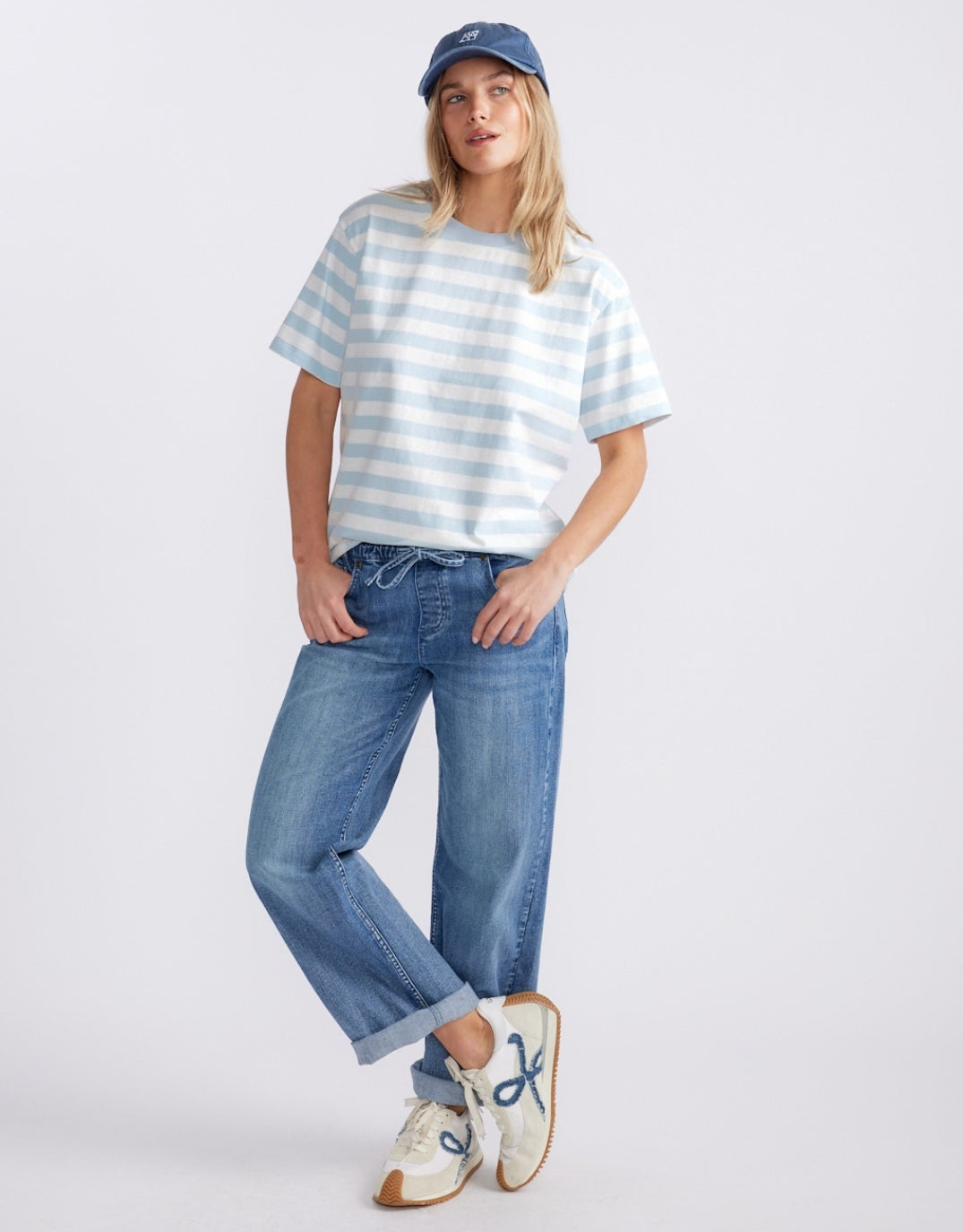 White & Co. Relaxed Tee (Ice Blue/White)