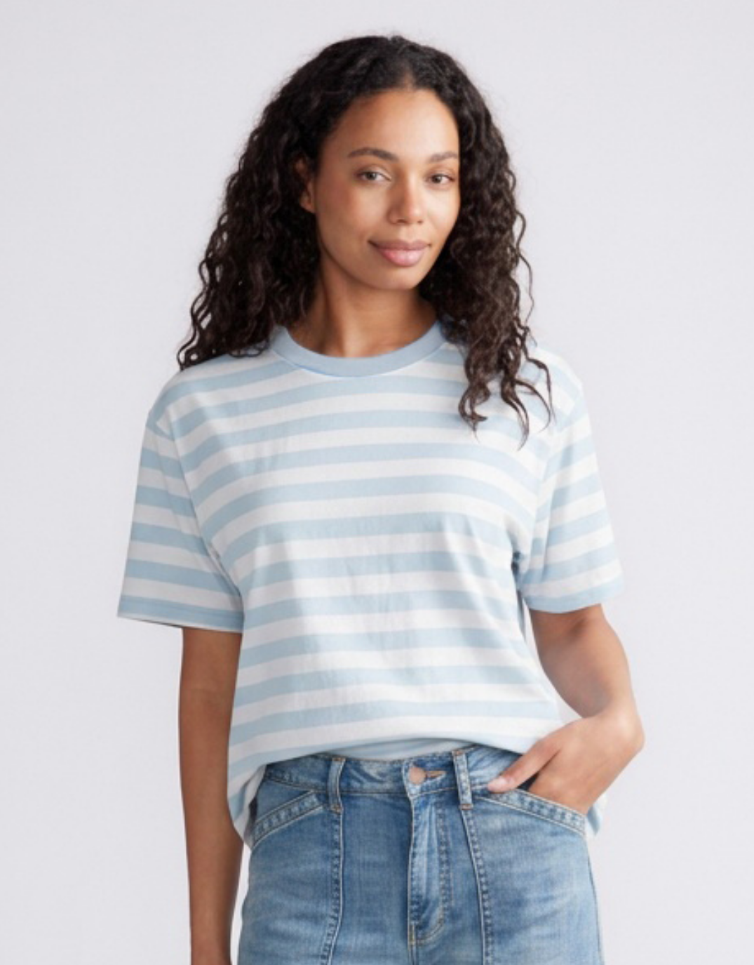 White & Co. Relaxed Tee (Ice Blue/White)