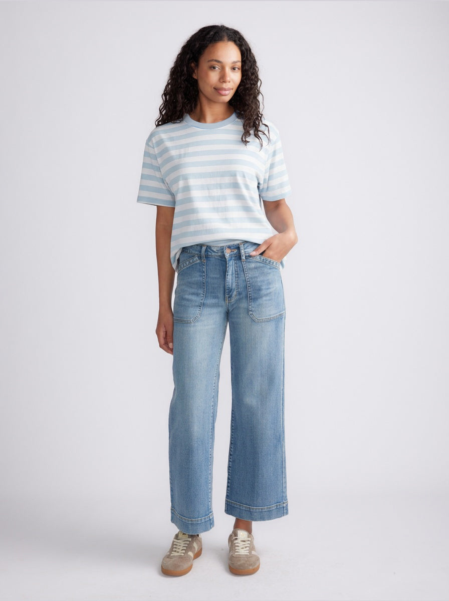 White & Co. Relaxed Tee (Ice Blue/White)