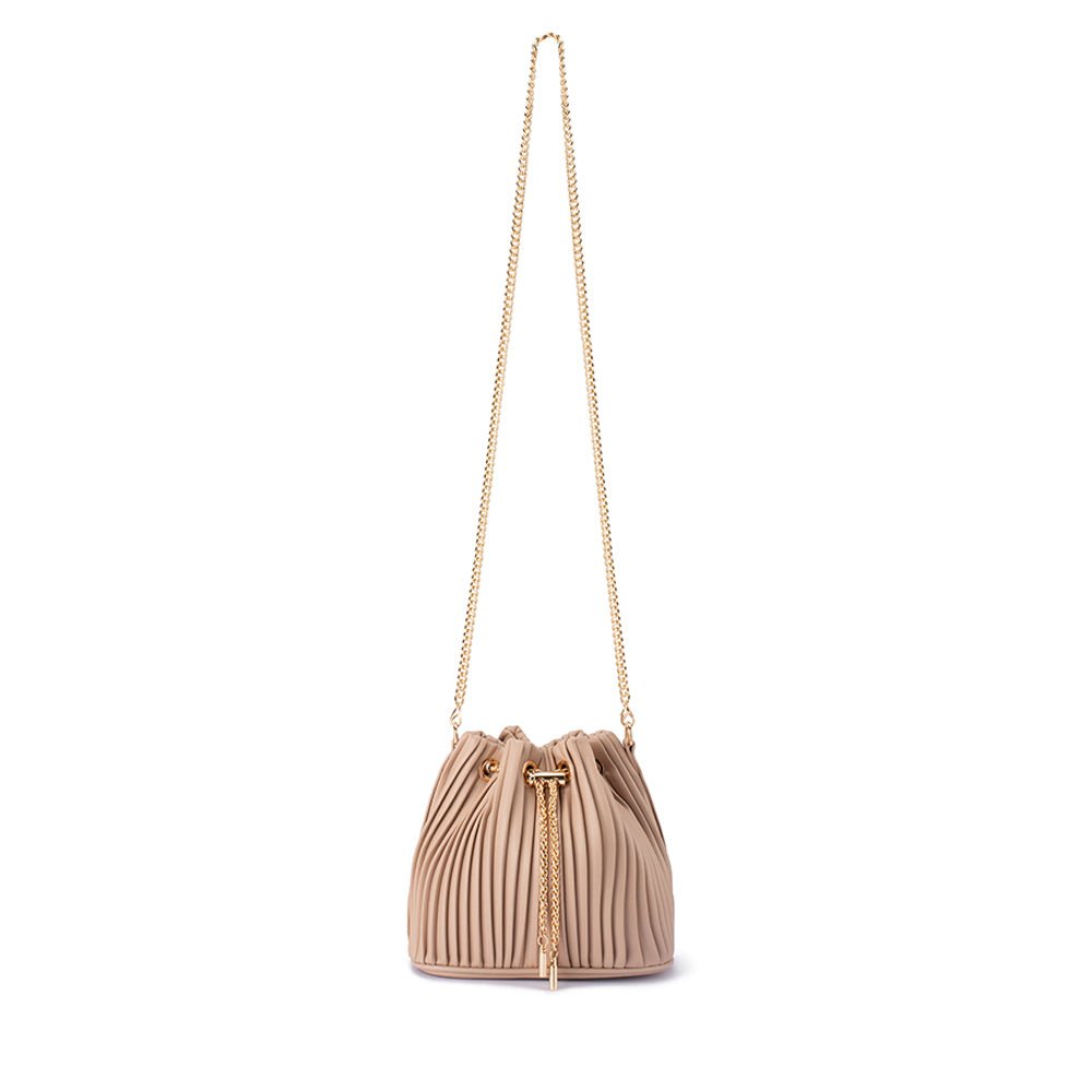 Olga Berg REMI Pleated Drawstring Bag (Natural)