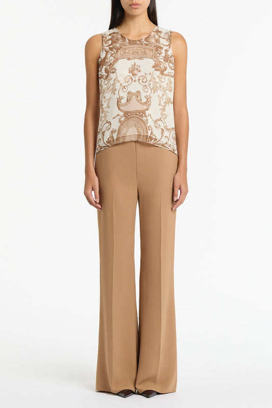 Image of a model wearing Tops. Product name - Renaissance Georgette Cami in Natural colour by brand - Carla Zampatti