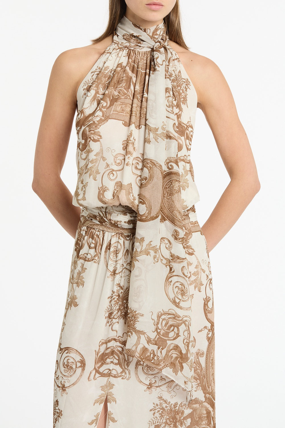 Carla Zampatti Renaissance Georgette Halter Dress (Natural)