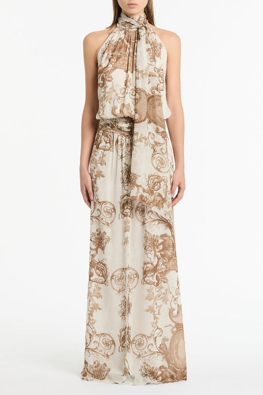 Image of Dresses. Product name - Renaissance Georgette Halter Dress in Natural colour by brand - Carla Zampatti