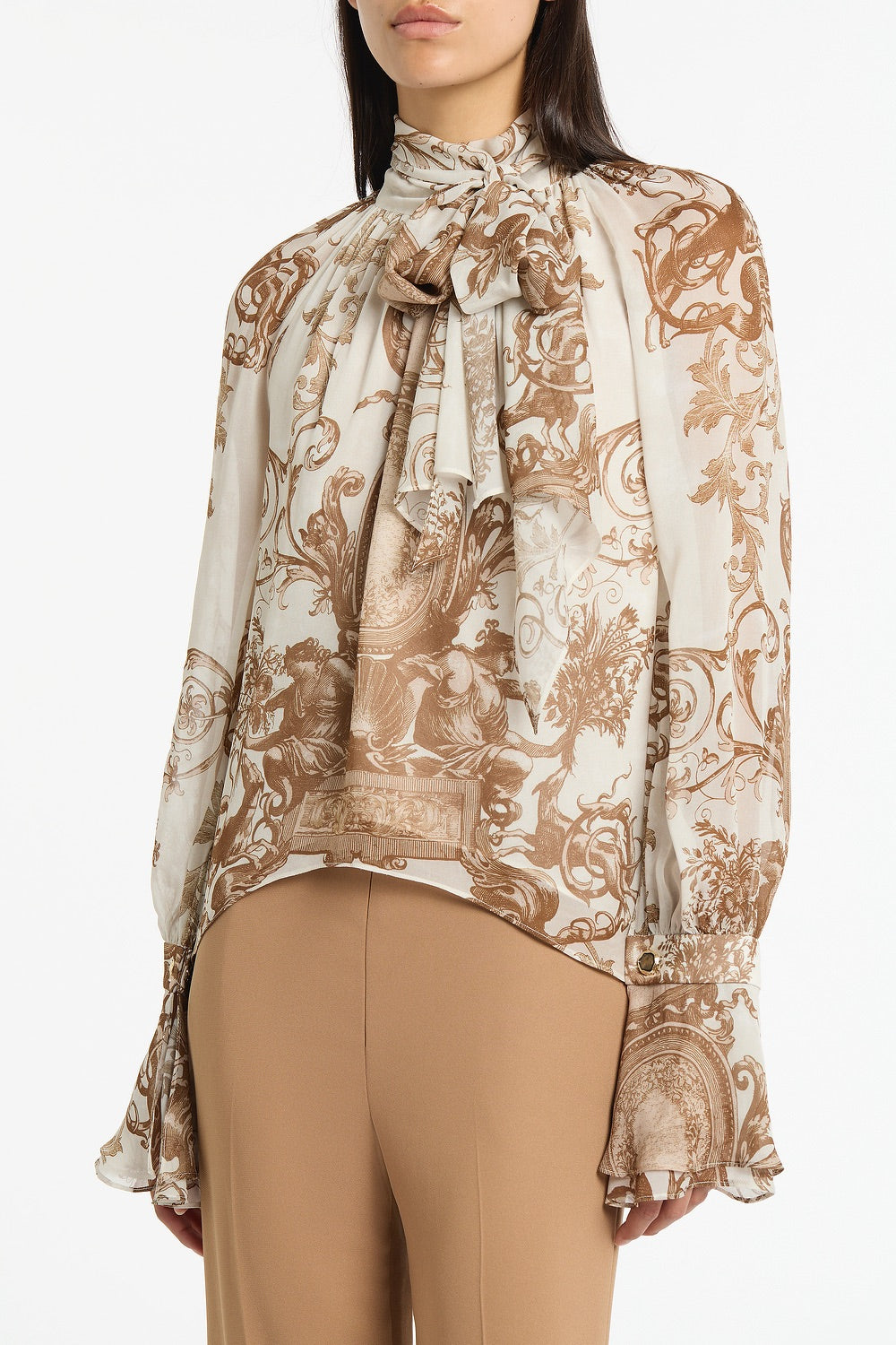 Carla Zampatti Renaissance Georgette High Low Blouse (Natural)