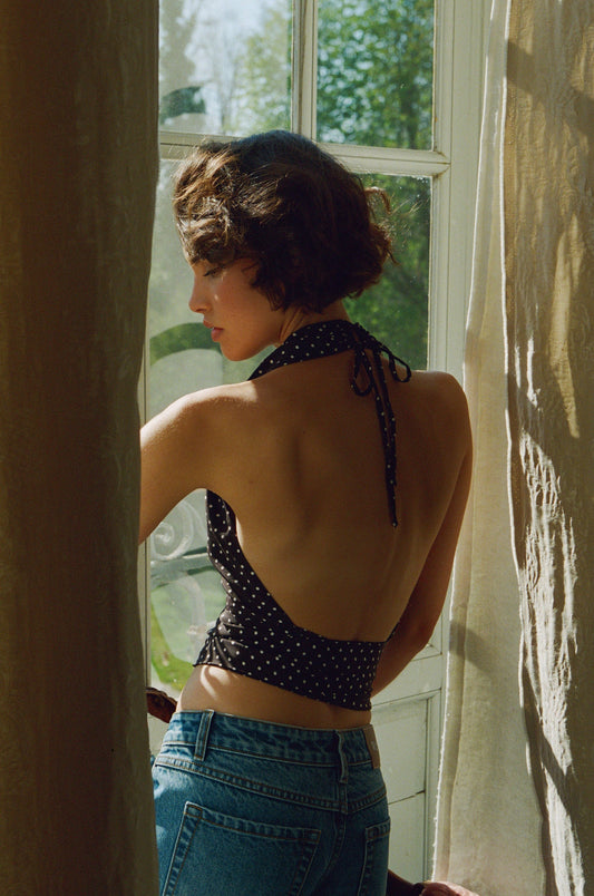 Rendezvous Top (Black Polka Dot)