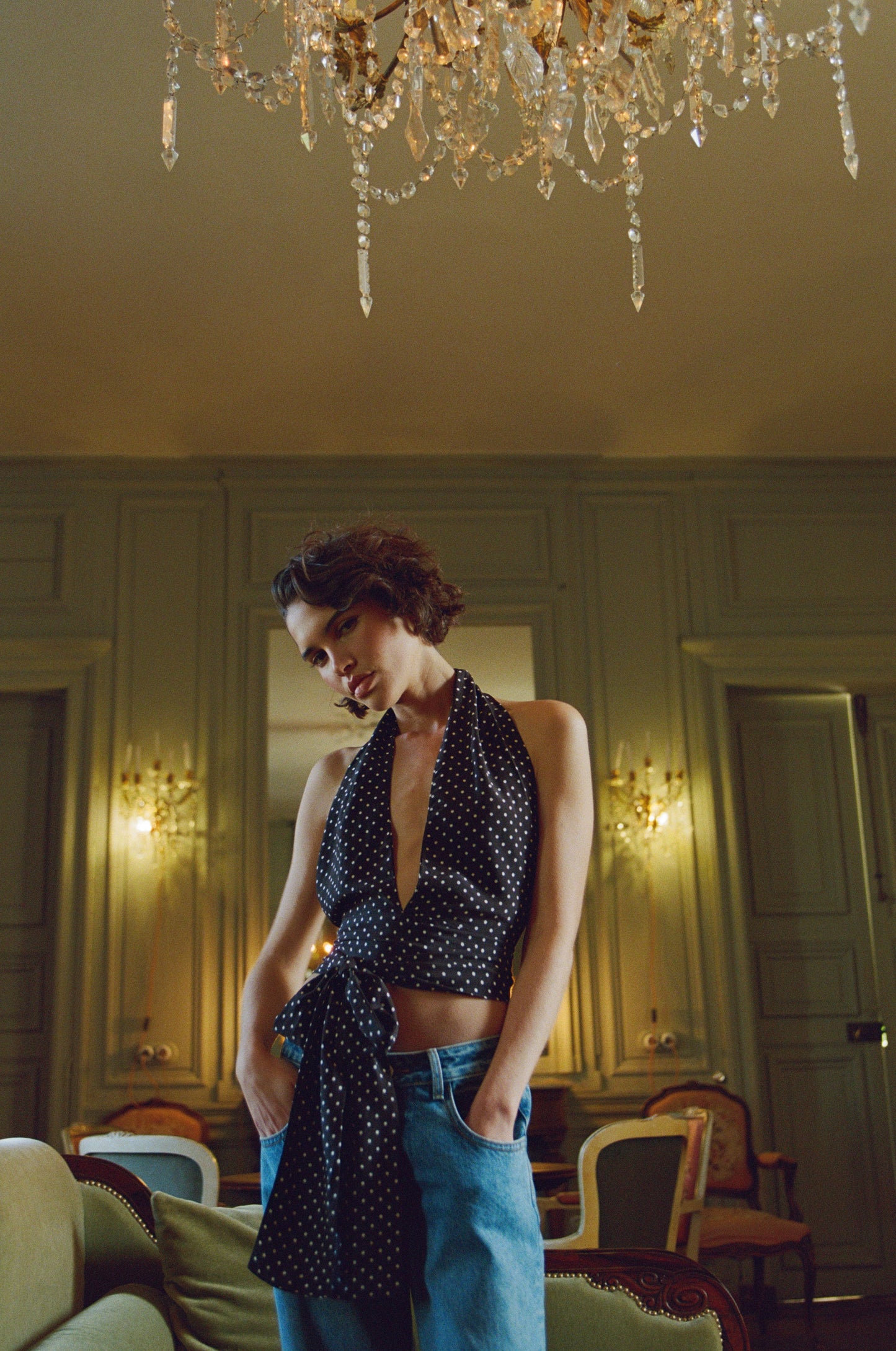 Rendezvous Top (Black Polka Dot)
