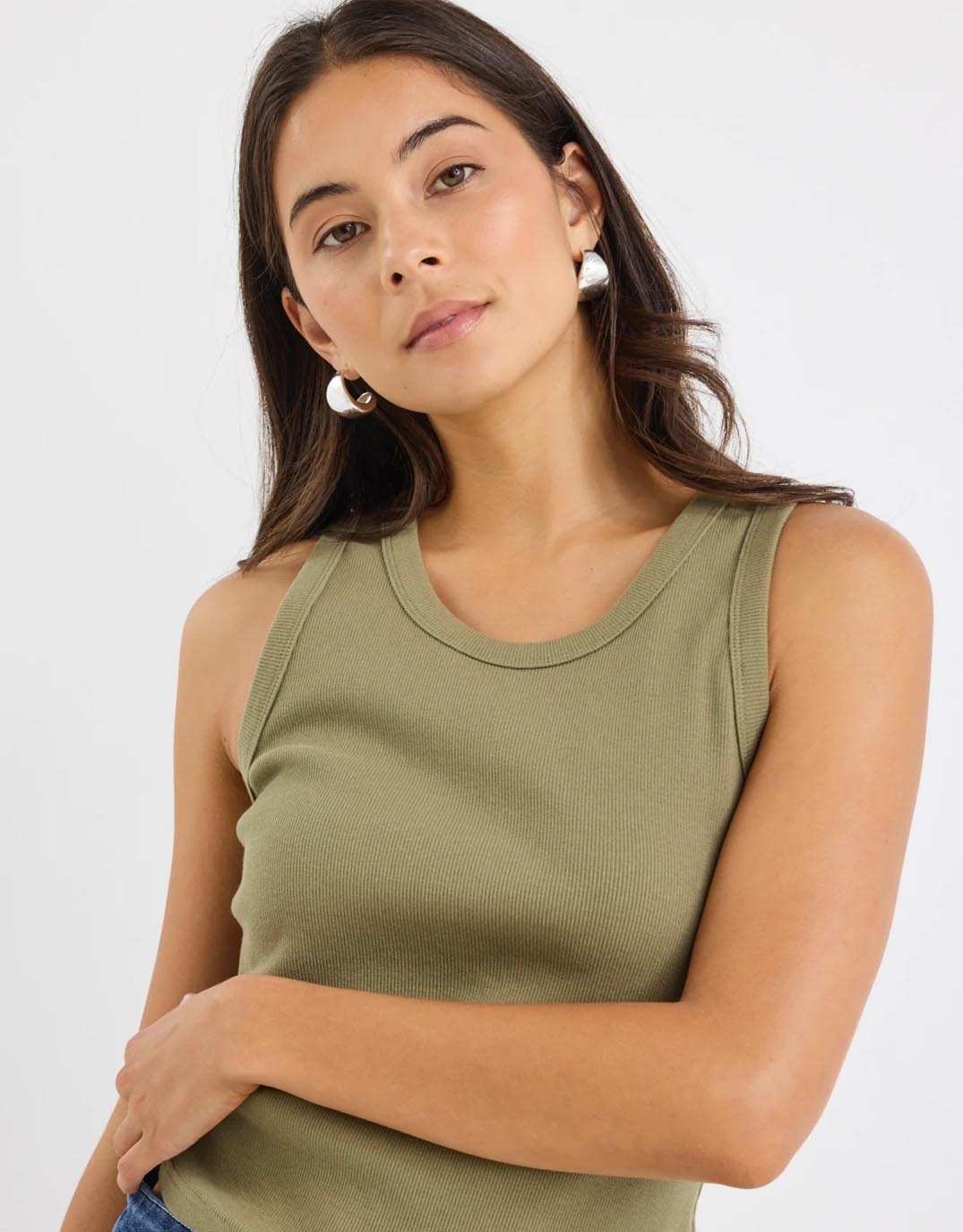 Cobble Rib Cutaway Tank - (Khaki)