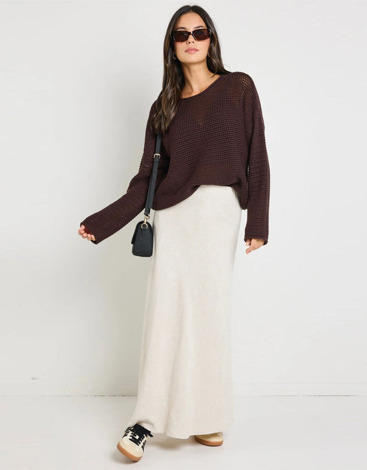 Re:Union The Label Dawn Crochet Knit Jumper (Chocolate)