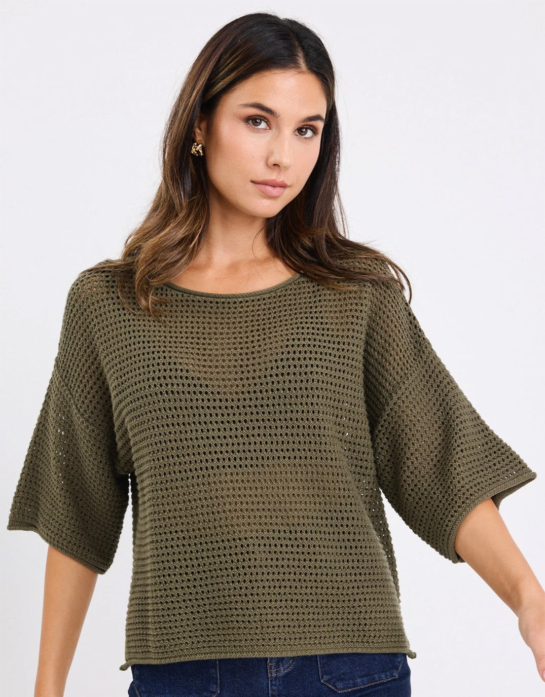 Re:Union The Label Sunrise Crochet Knit Top (Khaki)