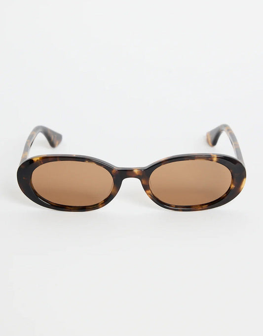 Image of Sunglasses. Product name - Sydney Narrow Oval Sunglasses Tort in Tort colour by brand - Re:Union The Label