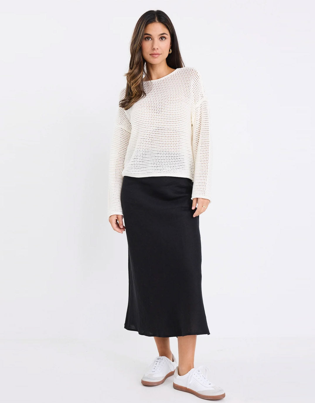 Re:Union The Label Bliss Linen Bias Midi Skirt (Black)