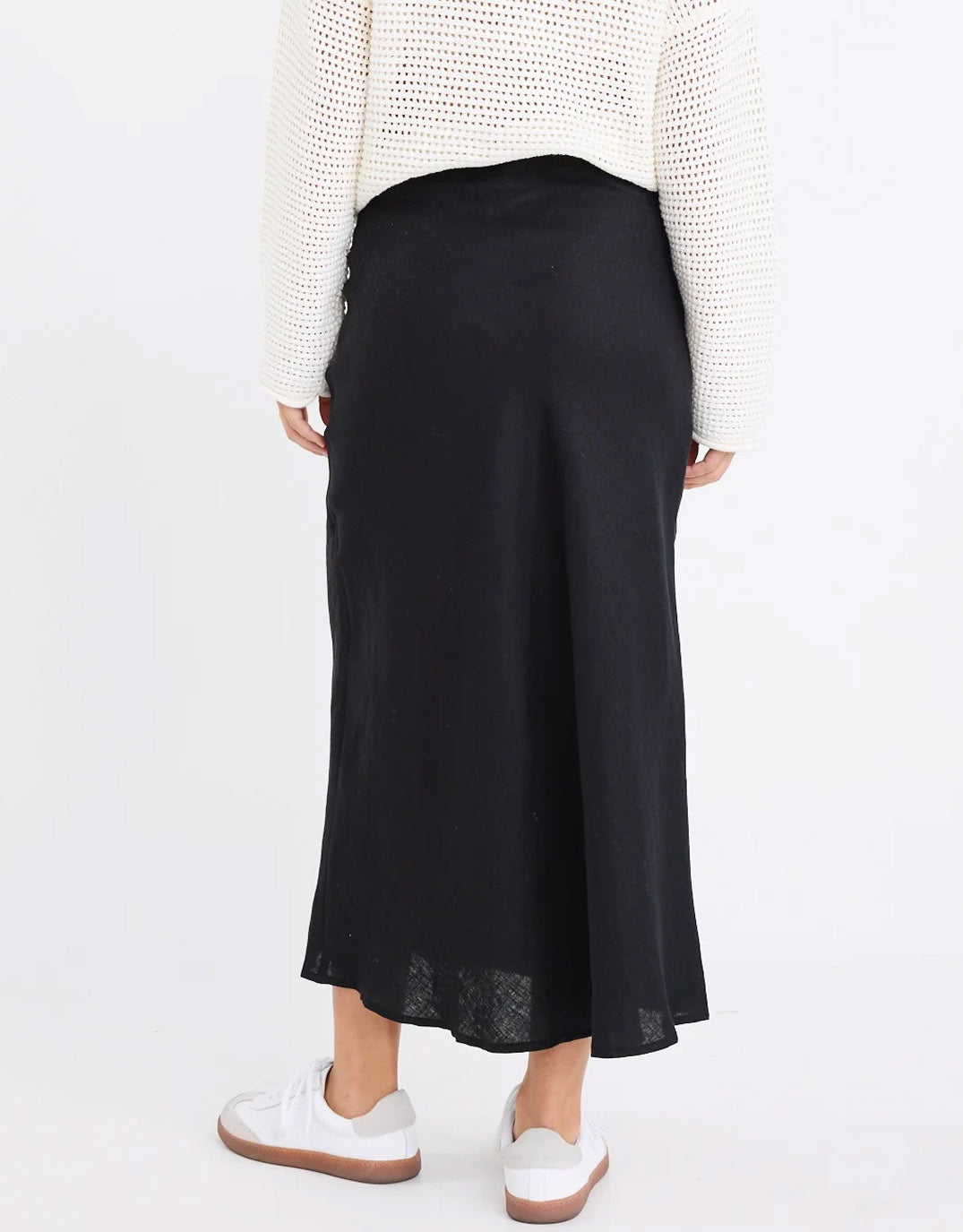 Re:Union The Label Bliss Linen Bias Midi Skirt (Black)