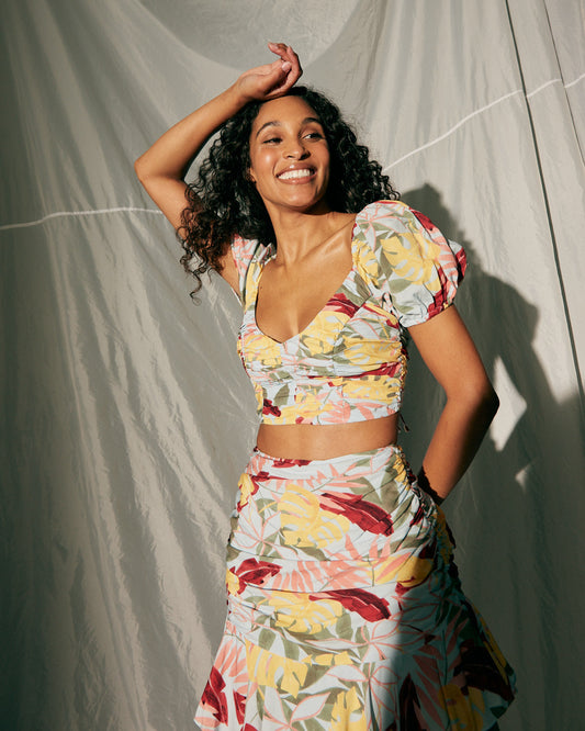 HEYCHIC Rhea Puff Crop Top (Floral)