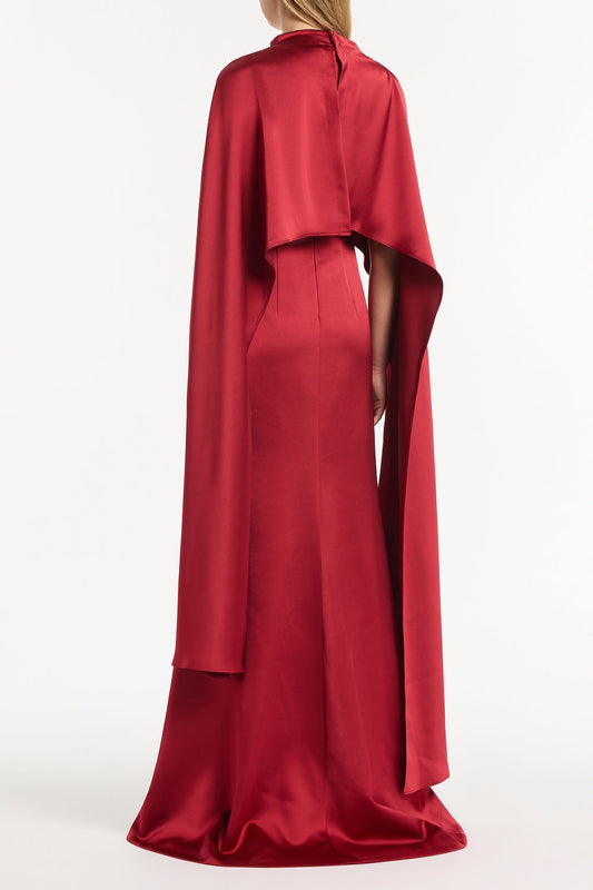Carla Zampatti Rio Satin Cape Dress (Red)