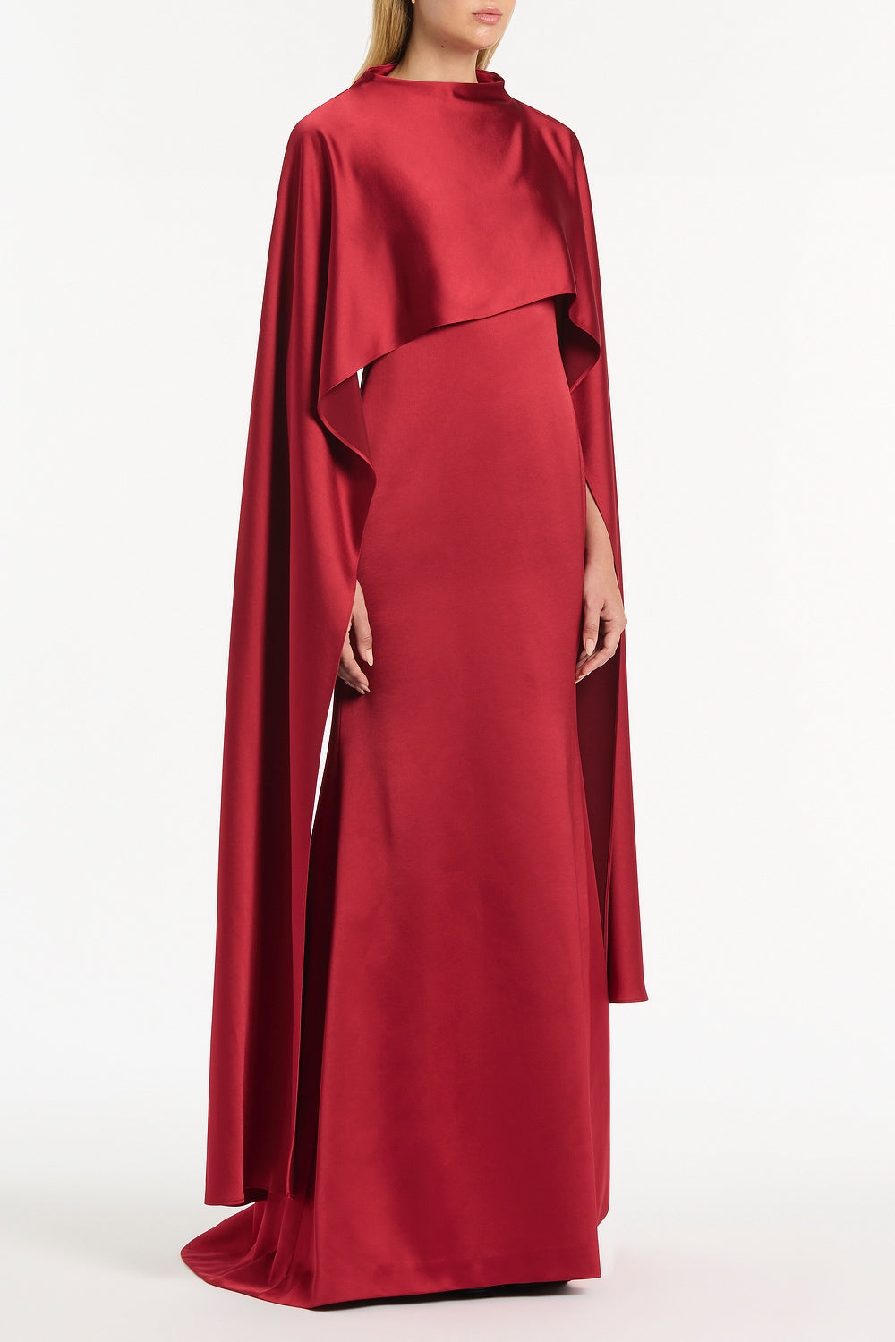 Carla Zampatti Rio Satin Cape Dress (Red)