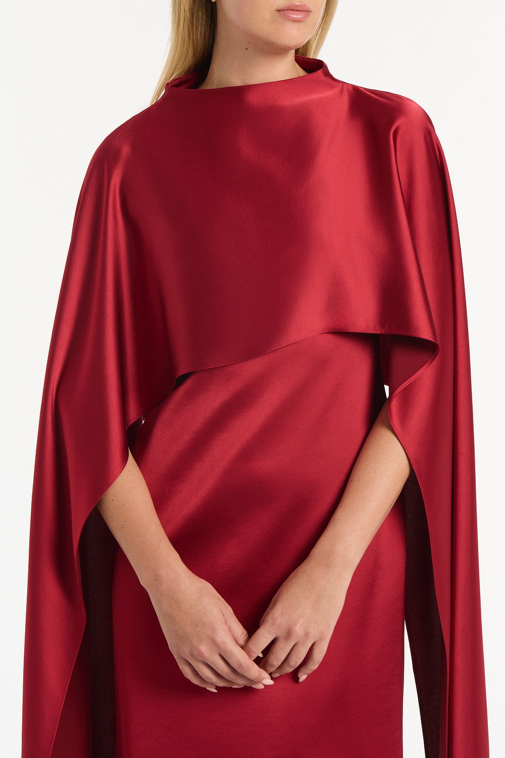 Carla Zampatti Rio Satin Cape Dress (Red)