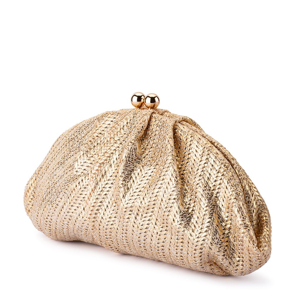 Olga Berg RITA Woven Clutch (Gold)