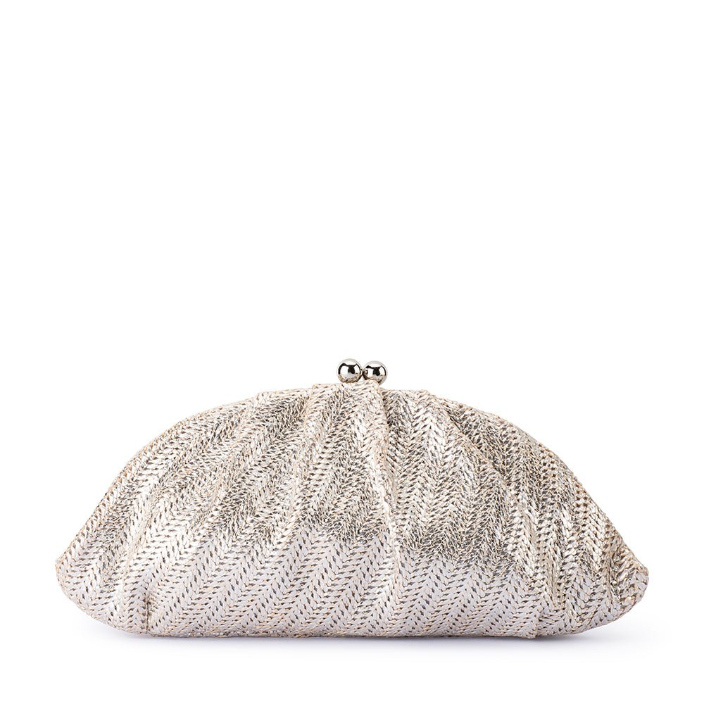 Olga Berg RITA Woven Clutch (Silver)