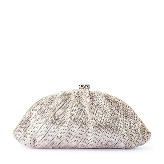 Olga Berg RITA Woven Clutch (Silver)