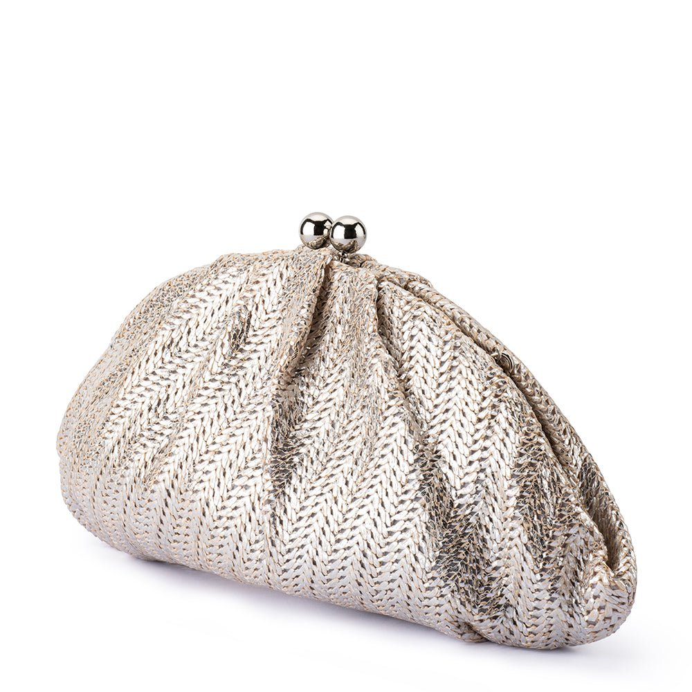 Olga Berg RITA Woven Clutch (Silver)