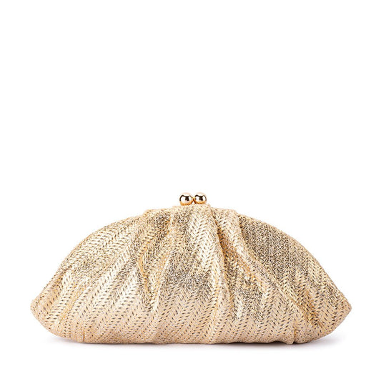 Olga Berg RITA Woven Clutch (Gold)