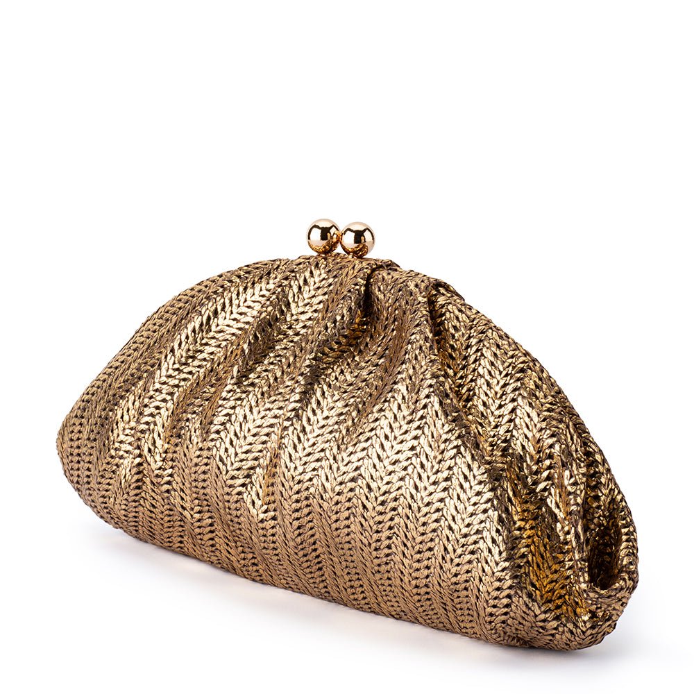 Olga Berg RITA Woven Clutch (Bronze)
