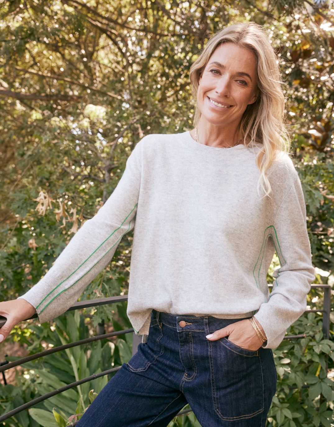 White & Co. Riviera Wool Cashmere Knit (Grey Marle)
