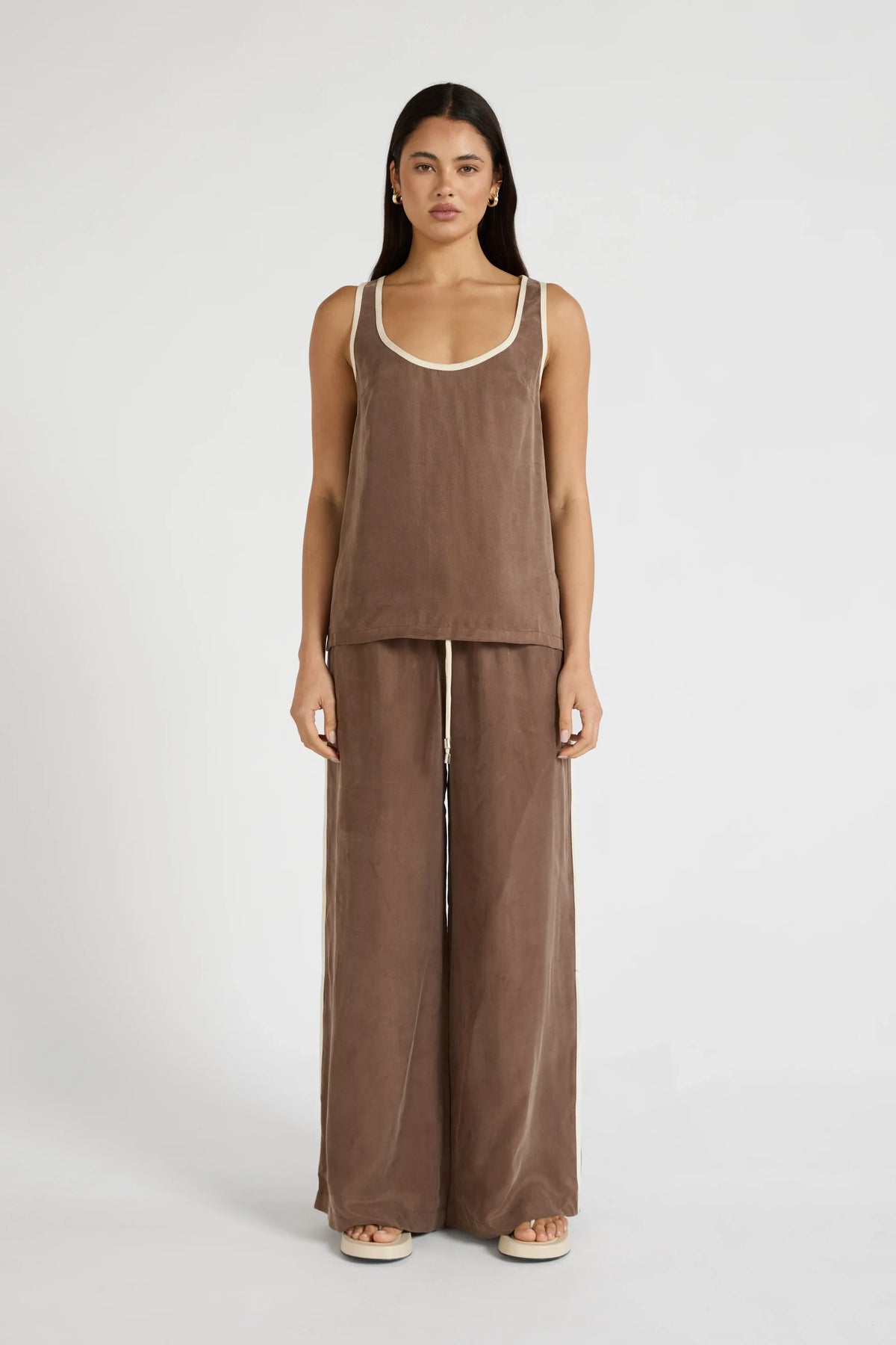 Cupro Contrast Tank (Latte)