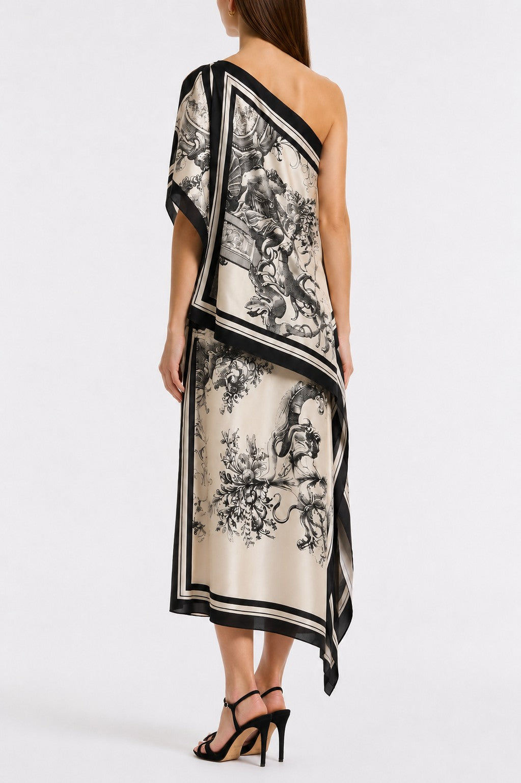 Carla Zampatti Rococo Silk Twill Peak Hem Scarf Top (White)