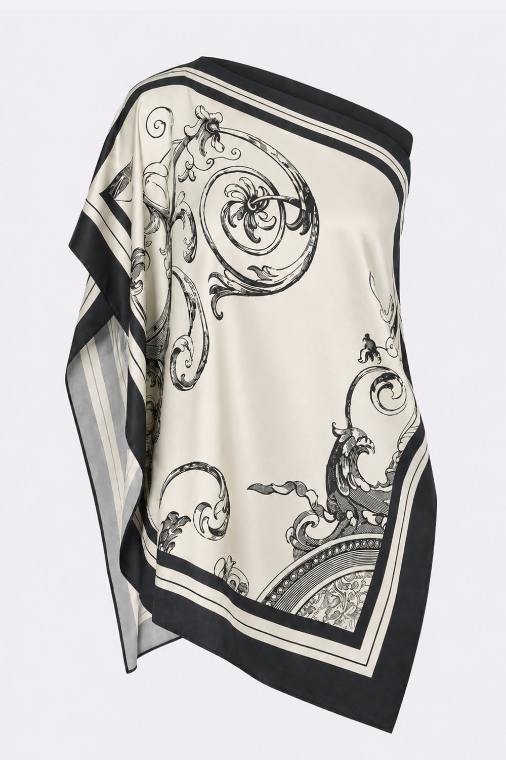 Carla Zampatti Rococo Silk Twill Peak Hem Scarf Top (White)