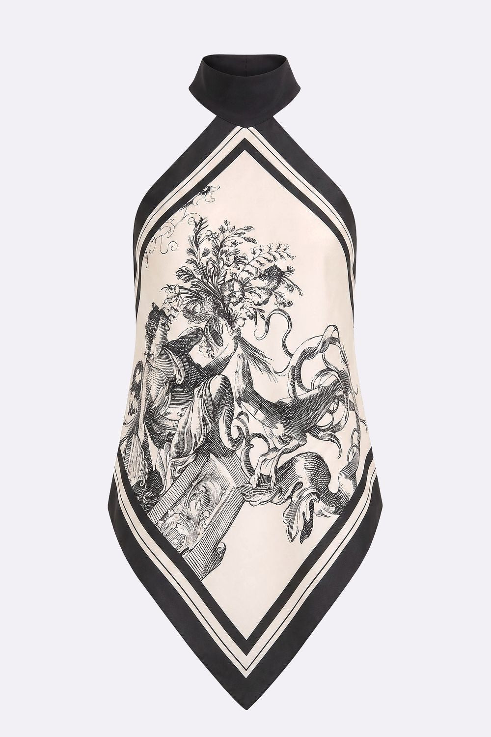 Carla Zampatti Rococo Silk Twill Neck Detail Top (White)