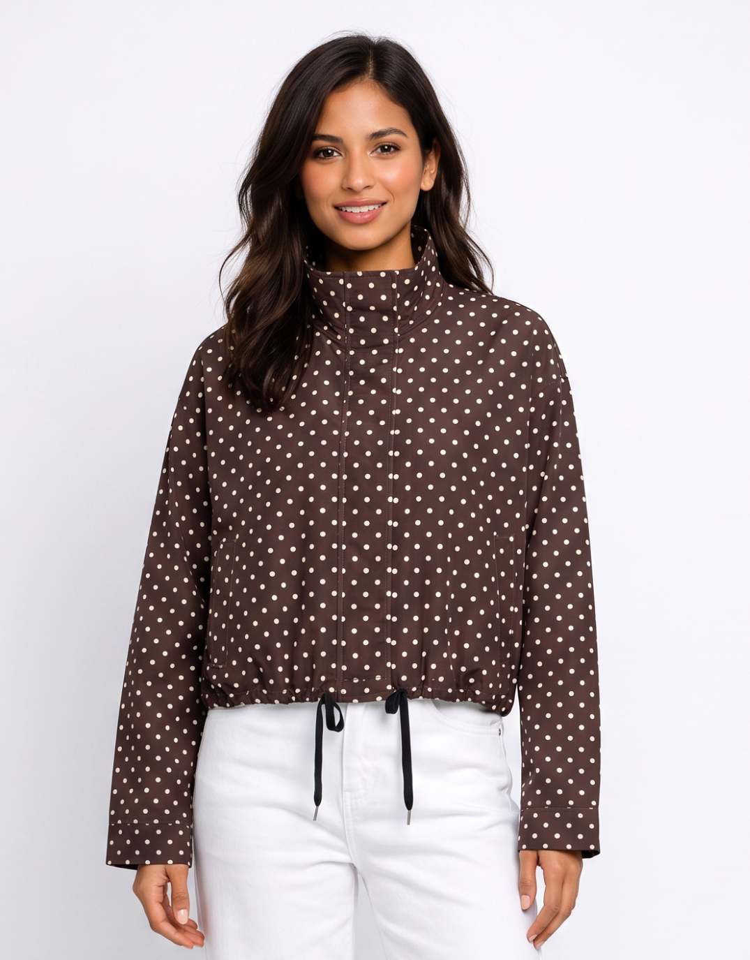 Image of Jackets. Product name - Rowie Jacket Chocolate Polka Dot in Chocolate Polka Dot colour by brand - 132 Fashion
