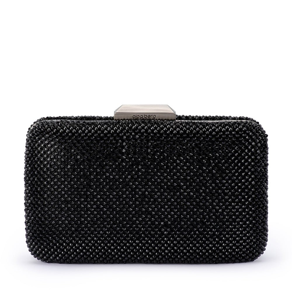 Olga Berg RONNY Crystal Mesh Clutch (Black)